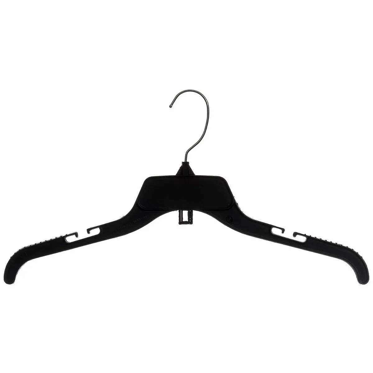 484 Black Plastic Hangers with 360 Rotating Metal Hook and Notches for Straps