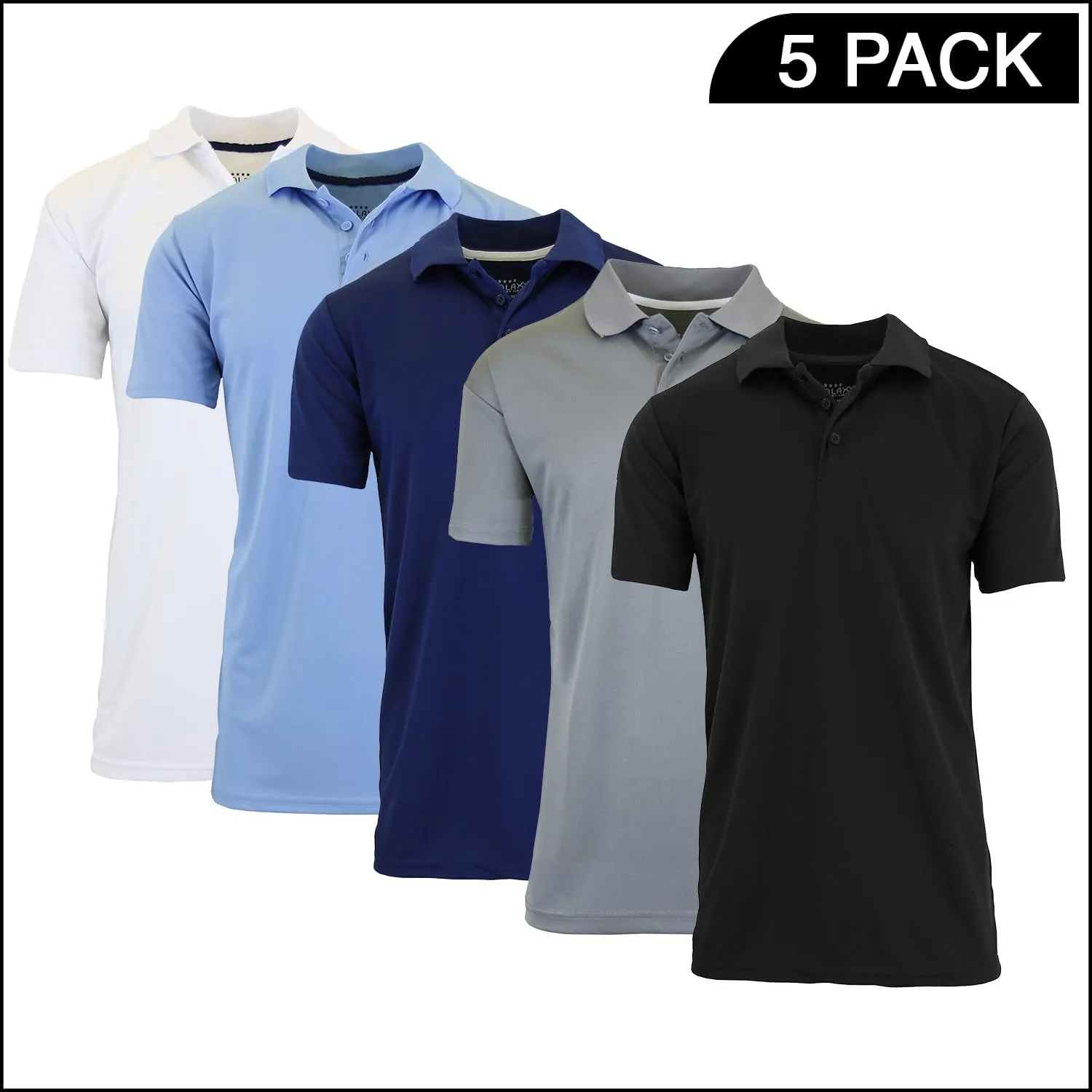 5-Pack Men's Dry Fit Moisture-Wicking Polo Shirt (S-3XL)
