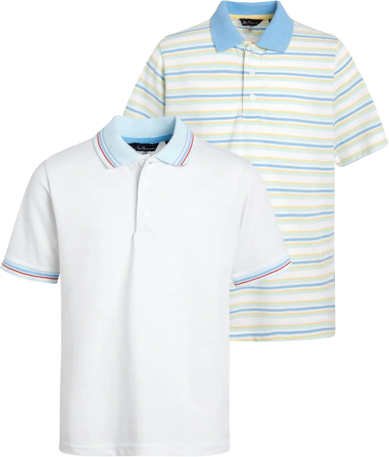 Ben Sherman Boys' Polo Shirt - 2 Pack Classic Fit Short Sleeve Pique Polo - Comfort Stretch Golf Shirt for Boys (8-18)