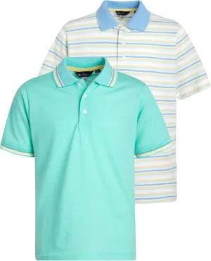 Ben Sherman Boys' Polo Shirt - 2 Pack Classic Fit Short Sleeve Pique Polo - Comfort Stretch Golf Shirt for Boys (8-18)