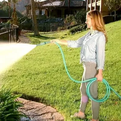 BERNINI  50' No-Kink Lite Chroma Outdoor Metal Garden Hose - Turquoise Blue
