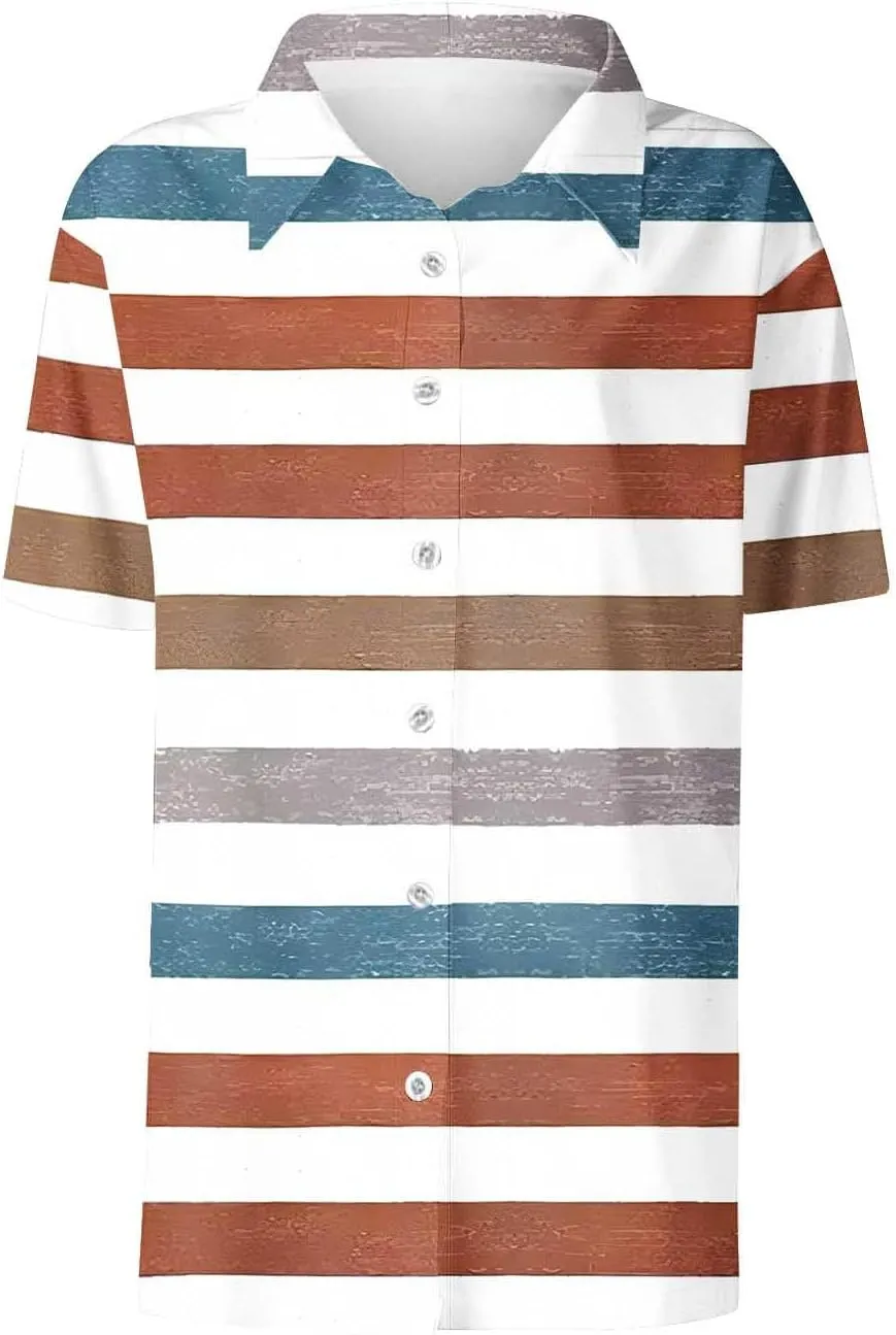 Button Down Shirts for Women Dressy Casual Short Sleeve Blouses Trendy Business Work Tops Trendy Summer Beach Outfits