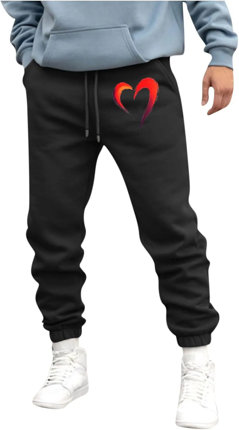 CAITS Mens Fleece Sweatpants Gym Running Workout Pants Athletic Drawstring Tapered Trousers with Pockets Tracksuit Bottoms