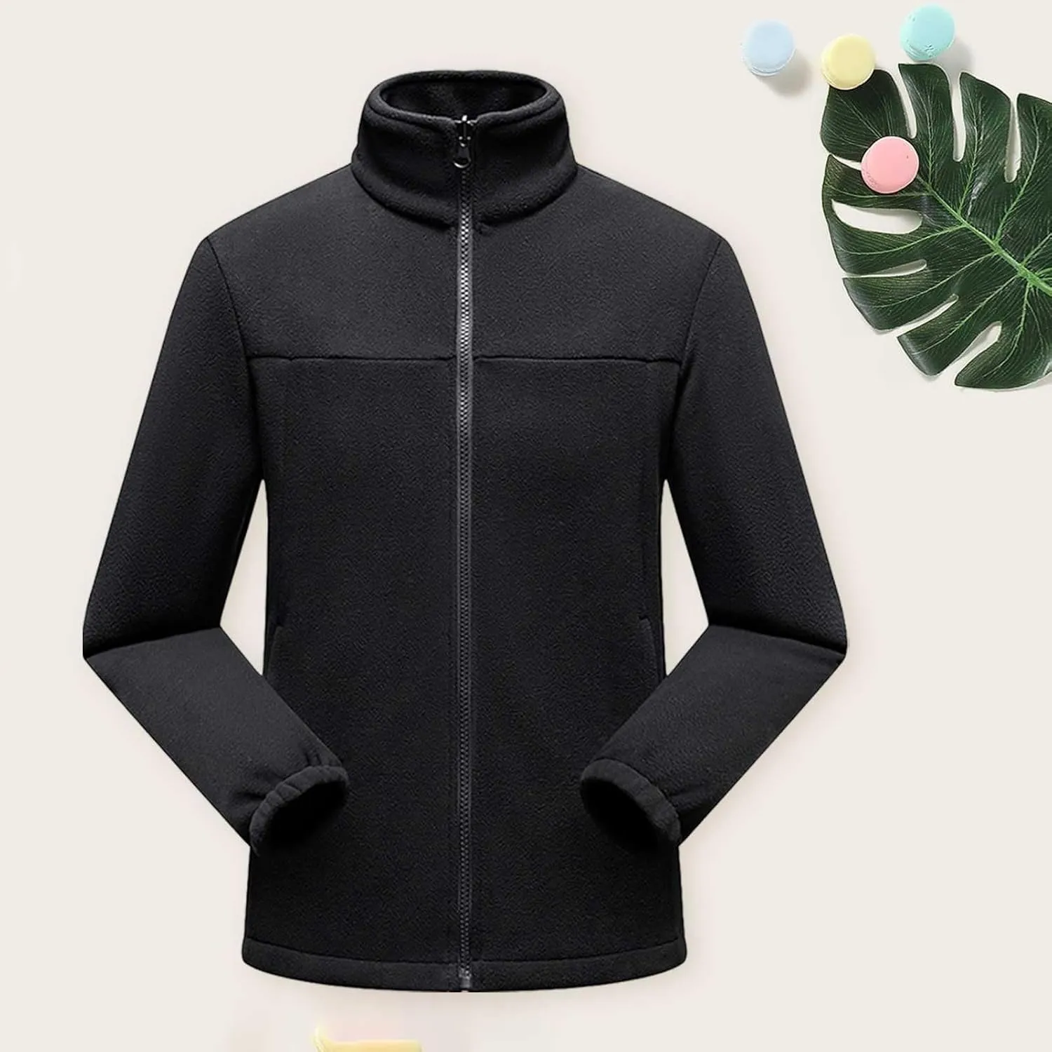 Fleece Jackets for Men Full Zip Lightweight Warm Winter Soft Coats Fashion Color Block Outdoor Hiking Jackets