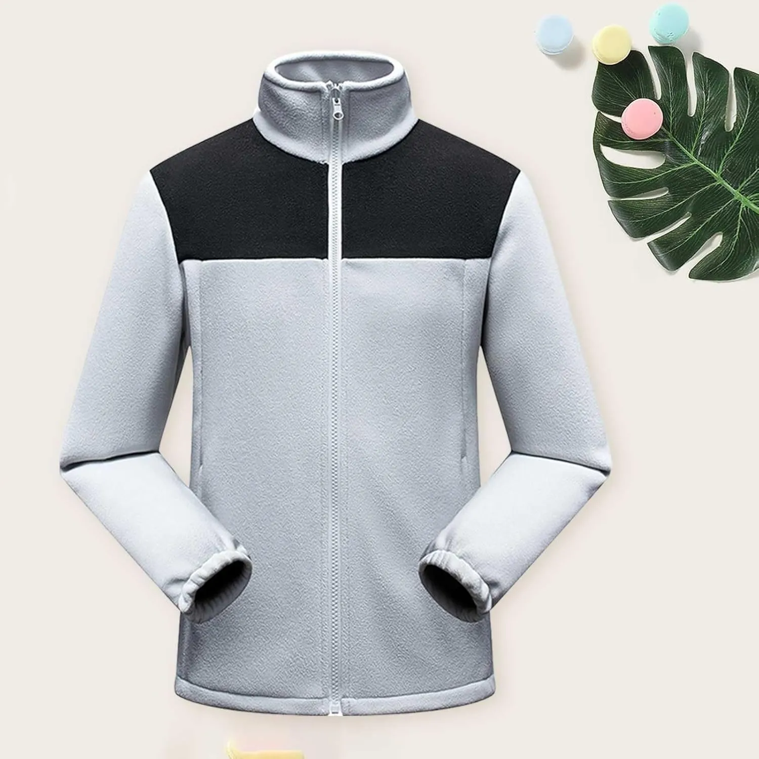 Fleece Jackets for Men Full Zip Lightweight Warm Winter Soft Coats Fashion Color Block Outdoor Hiking Jackets