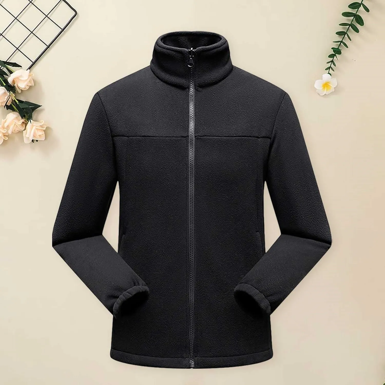 Fleece Jackets for Men Full Zip Lightweight Warm Winter Soft Coats Fashion Color Block Outdoor Hiking Jackets