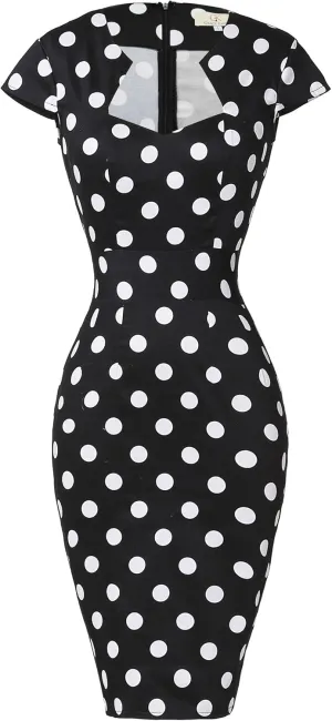 Grace Karin Womens 50s 60s Vintage Pencil Dress Bodycon Cap Sleeve Dress