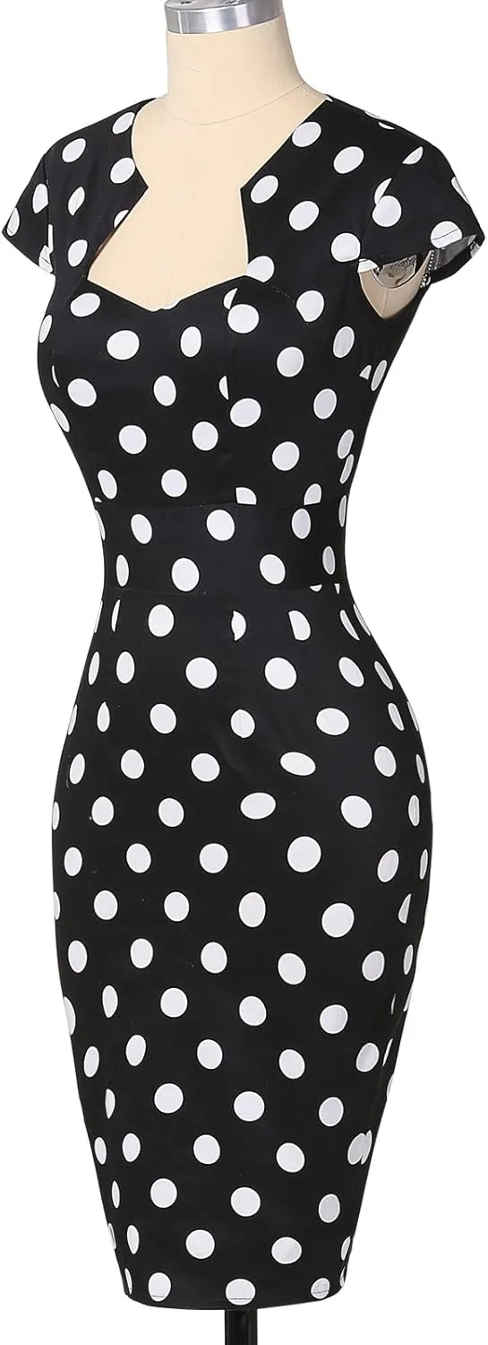 Grace Karin Womens 50s 60s Vintage Pencil Dress Bodycon Cap Sleeve Dress