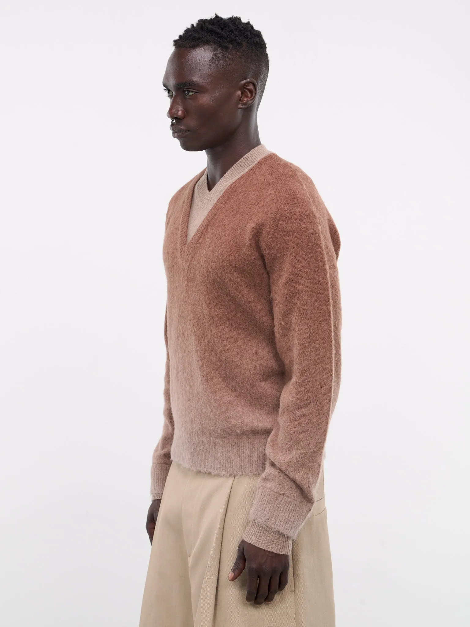 Gradient V-Neck Jumper (KW1198-YN0352-CHOCOLATE-BROWN)