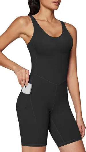 IUGA One Piece Jumpsuits for Women Tummy Control Workout Jumpsuits Athletic Romper with Built-in Bra Pockets