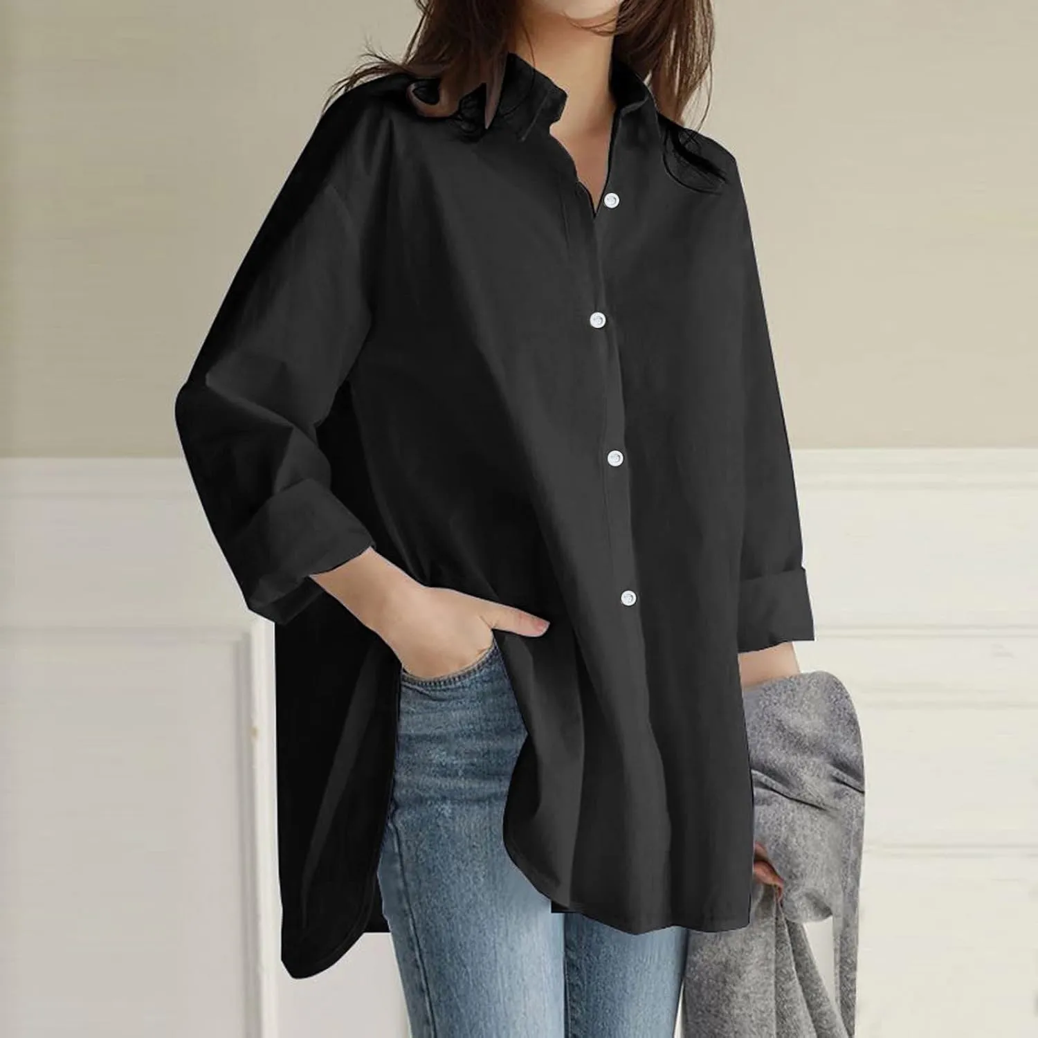 Linen Blouse Embroidered Shirt Summer Loose Hooded Top Womens Blouse Womens Blouses Long