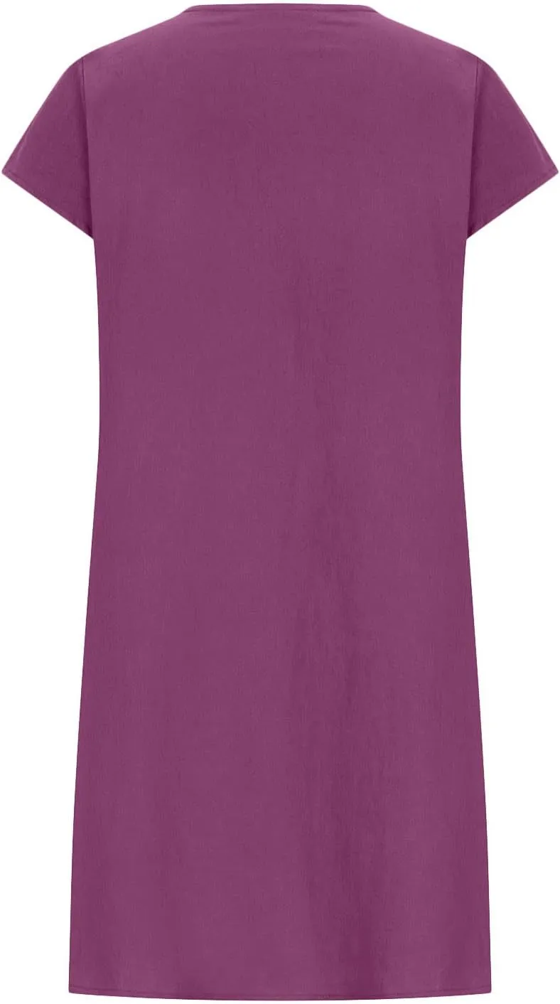 maisdgop Linen Dresses for Women 2025 Plus Size Cap Sleeve Pleated Summer Midi Dress Vacation Casual Knee Length Sundresses