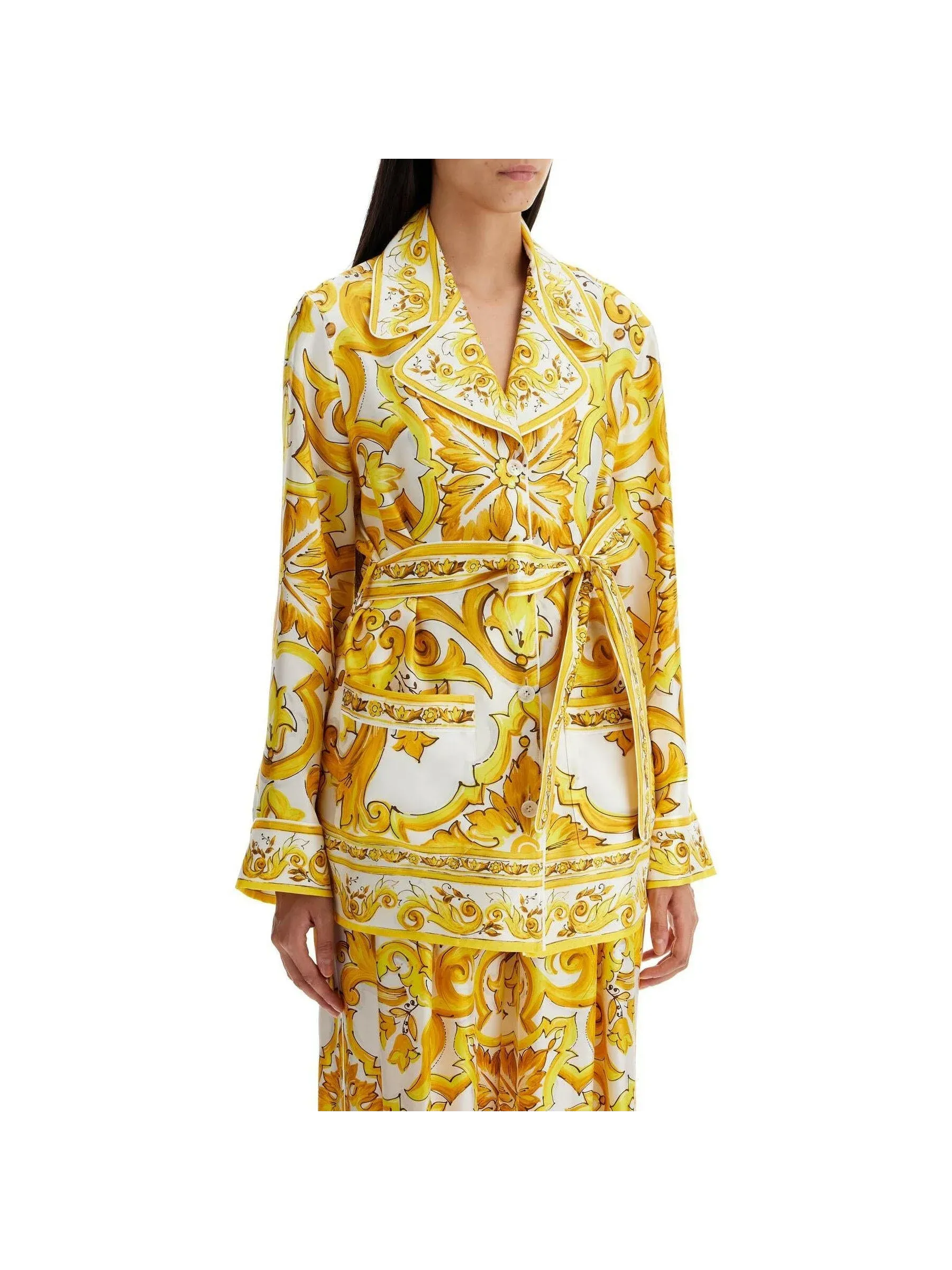 Majolica-Print Silk Shirt