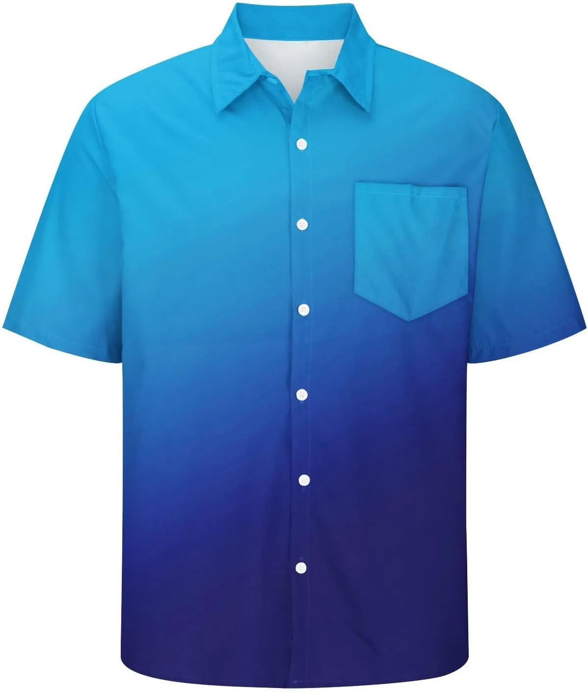 Men Gradient Button Down Shirt Lightweight Breathable Linen Summer Tops Casual Stylish Vacation Short Sleeve Blouses