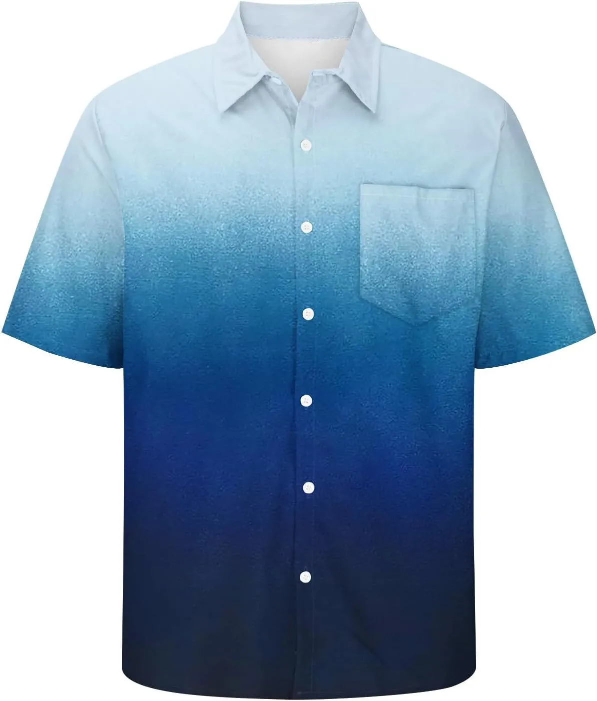 Men Gradient Button Down Shirt Lightweight Breathable Linen Summer Tops Casual Stylish Vacation Short Sleeve Blouses