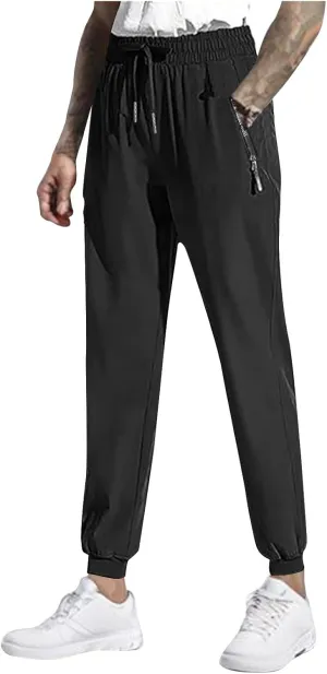 Men Tapered Jogger Pants Athletic Workout Pants Trousers Jogging Casual Pant Lightweight Sweatpants with Zipper Pockets