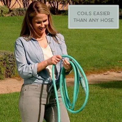 New - BERNINI  50' No-Kink Lite Chroma Outdoor Metal Garden Hose - Turquoise Blue