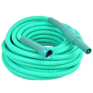 New - BERNINI  50' No-Kink Lite Chroma Outdoor Metal Garden Hose - Turquoise Blue