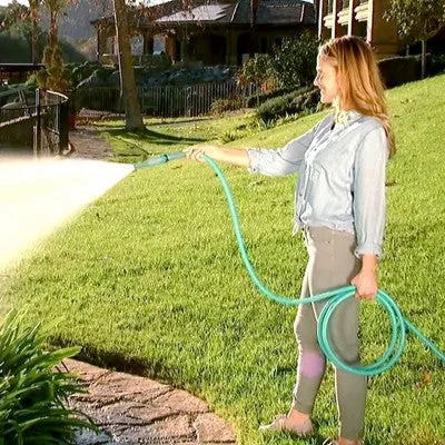 New - BERNINI  50' No-Kink Lite Chroma Outdoor Metal Garden Hose - Turquoise Blue