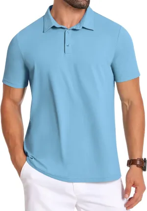 PEGENO Mens Polo Shirts Short Sleeve Golf Shirts Moisture Wicking Athletic Casual Polo Shirts