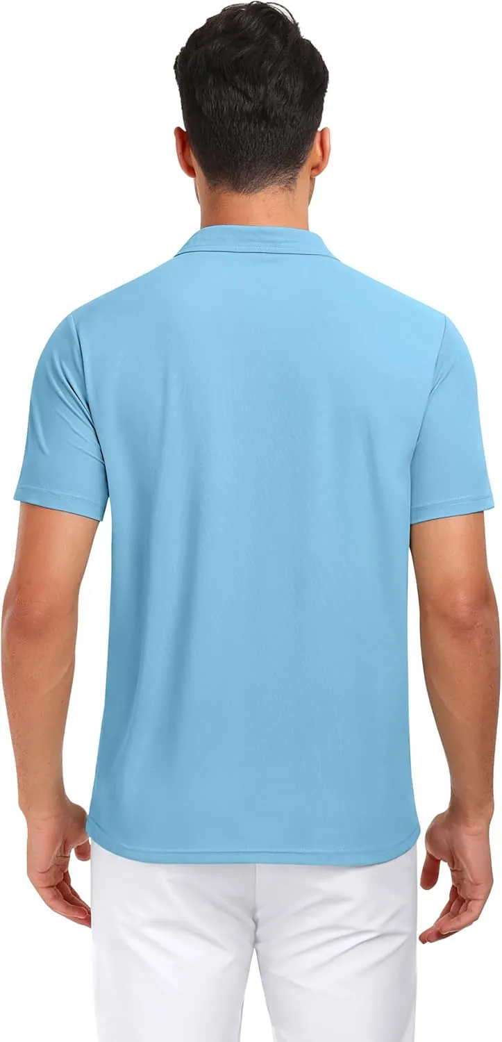 PEGENO Mens Polo Shirts Short Sleeve Golf Shirts Moisture Wicking Athletic Casual Polo Shirts