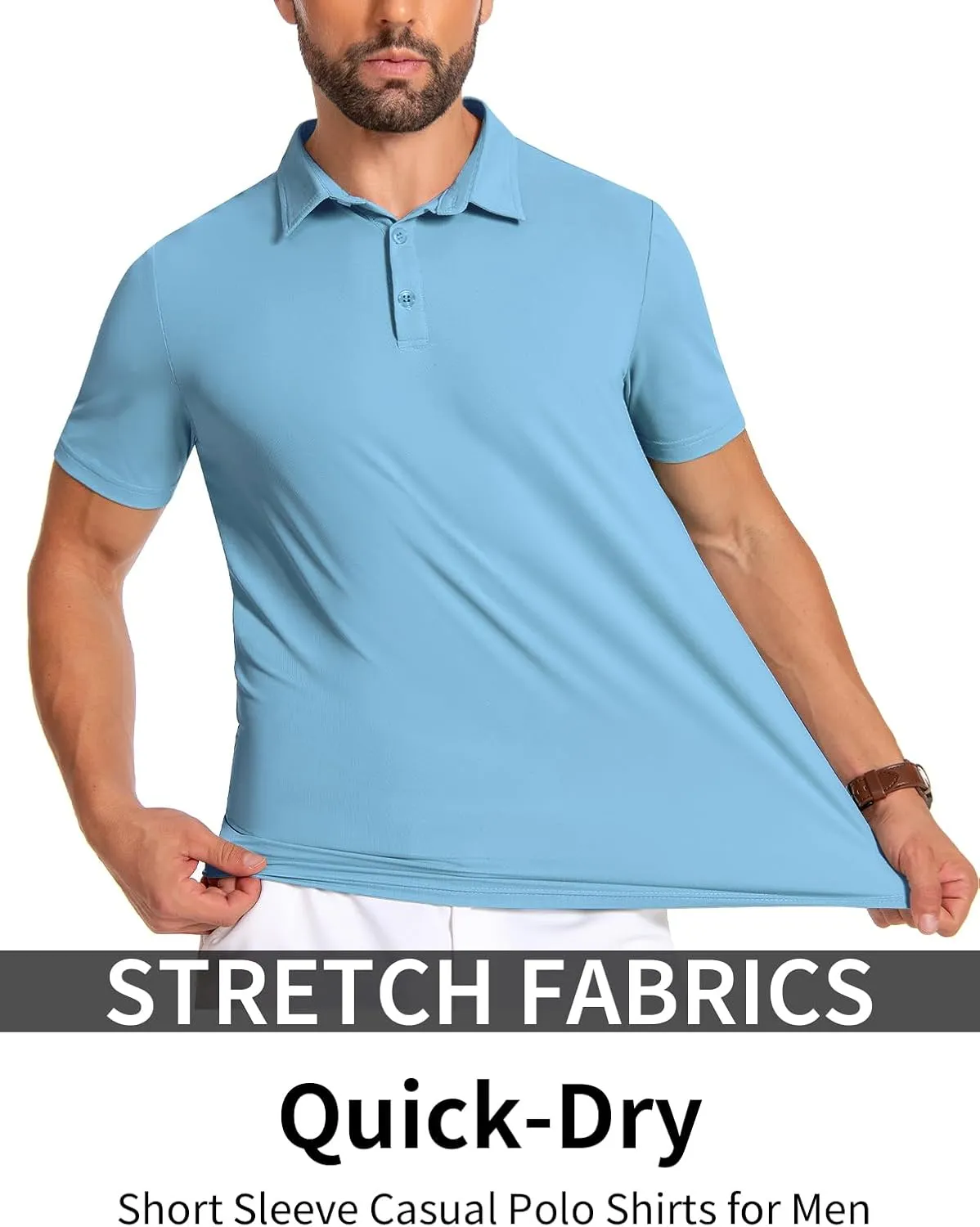PEGENO Mens Polo Shirts Short Sleeve Golf Shirts Moisture Wicking Athletic Casual Polo Shirts