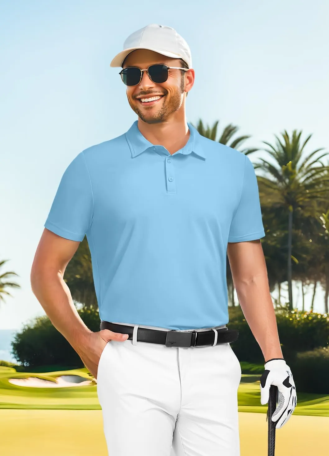 PEGENO Mens Polo Shirts Short Sleeve Golf Shirts Moisture Wicking Athletic Casual Polo Shirts