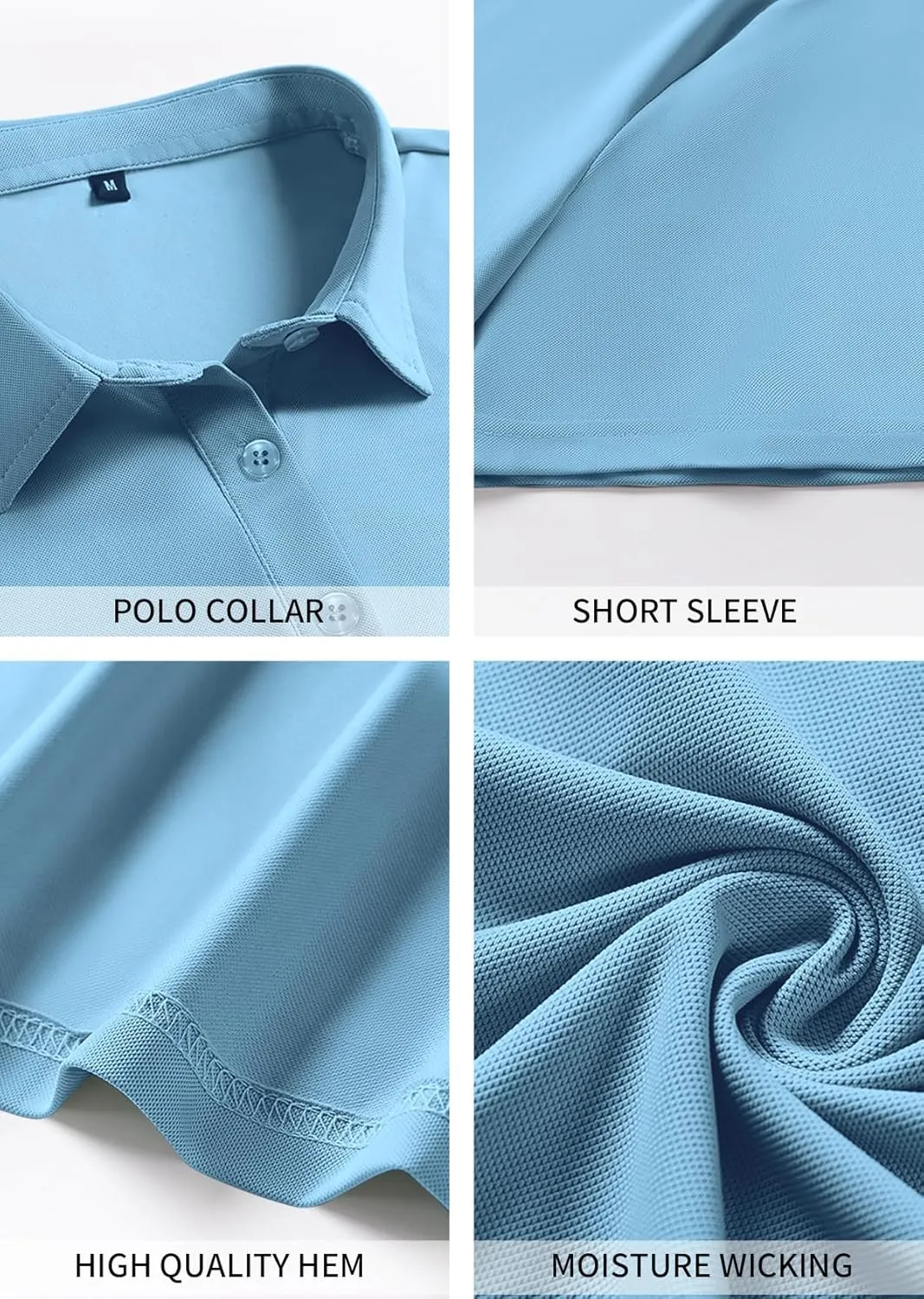 PEGENO Mens Polo Shirts Short Sleeve Golf Shirts Moisture Wicking Athletic Casual Polo Shirts