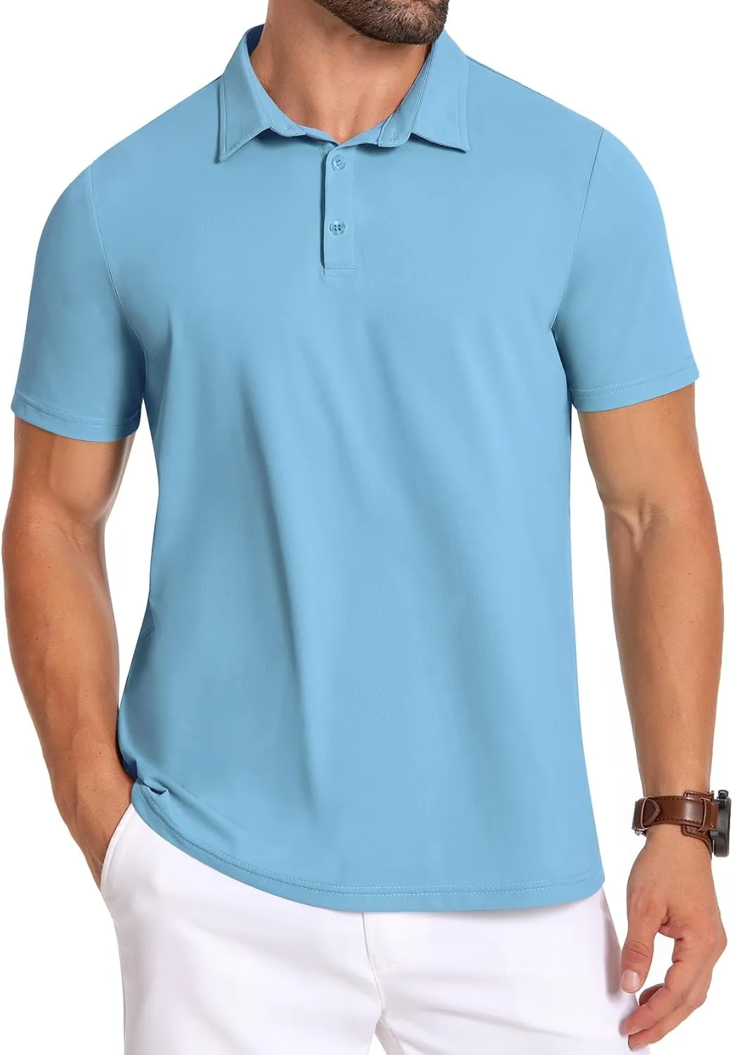 PEGENO Mens Polo Shirts Short Sleeve Golf Shirts Moisture Wicking Athletic Casual Polo Shirts
