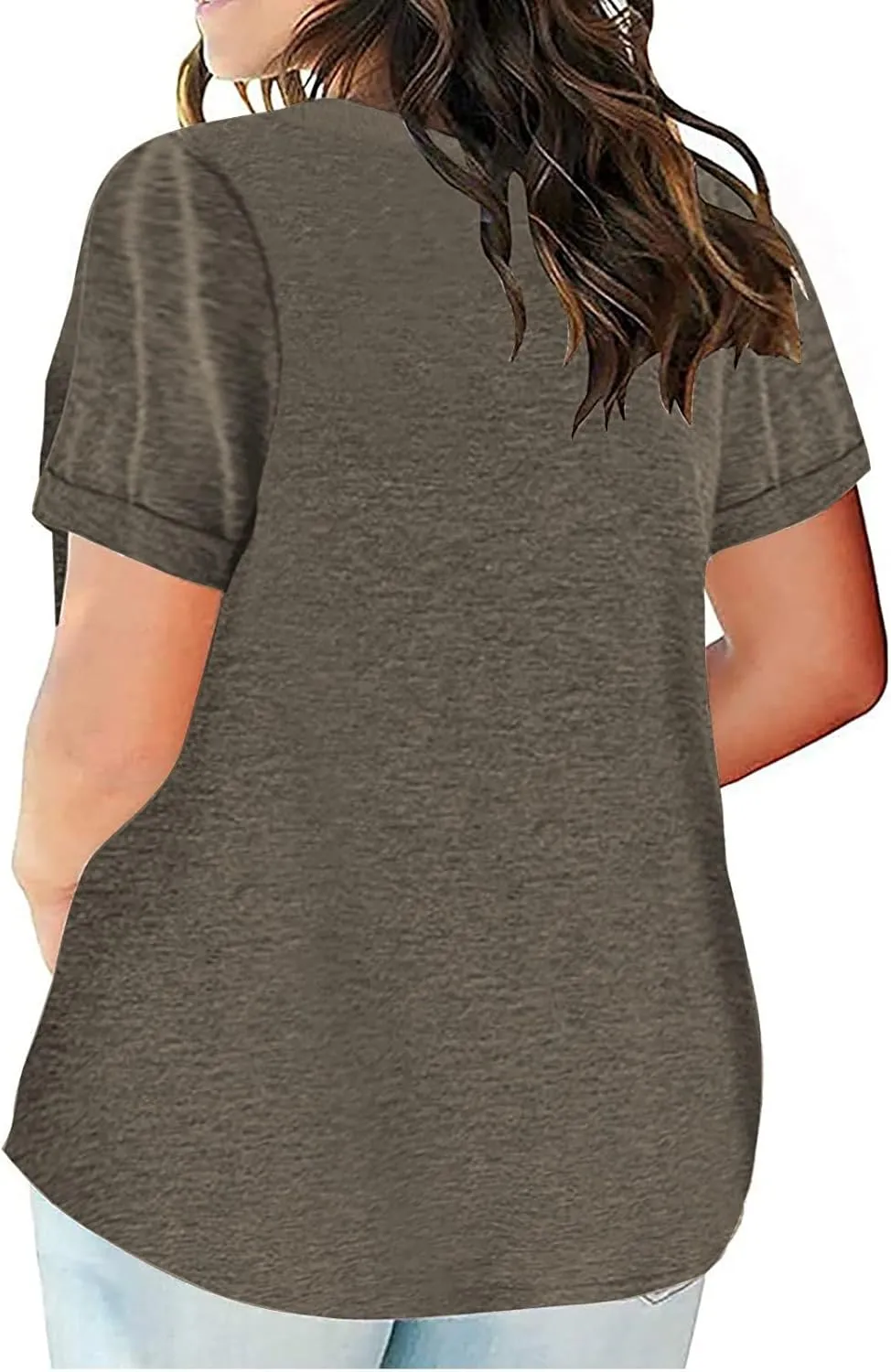 Plus Size Tops for Women Short Sleeve Oversized Henley Shirts V Neck Casual Fashion Tunic Top Basic Loose Blouses