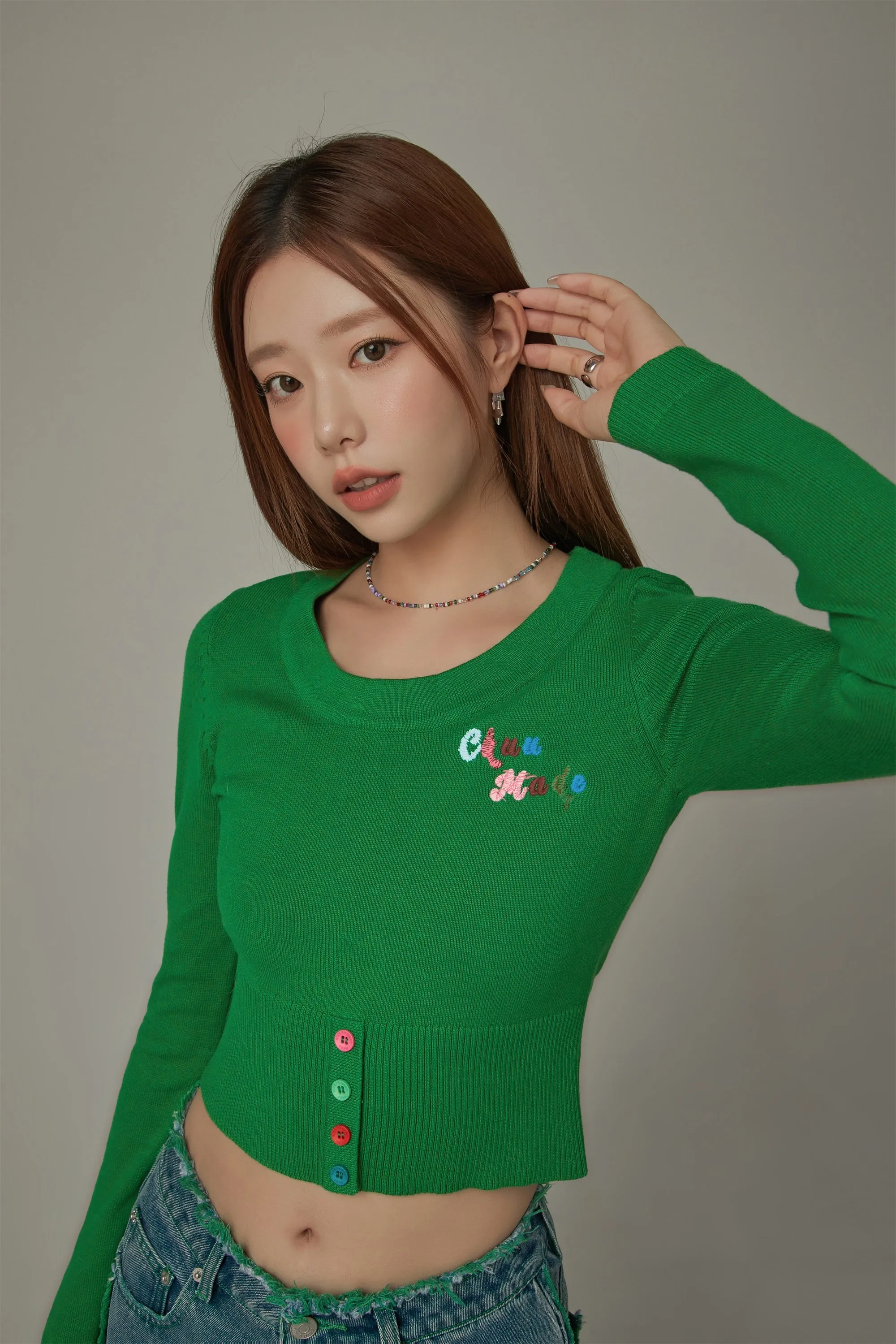 Rainbow Button Knit Color Sweater