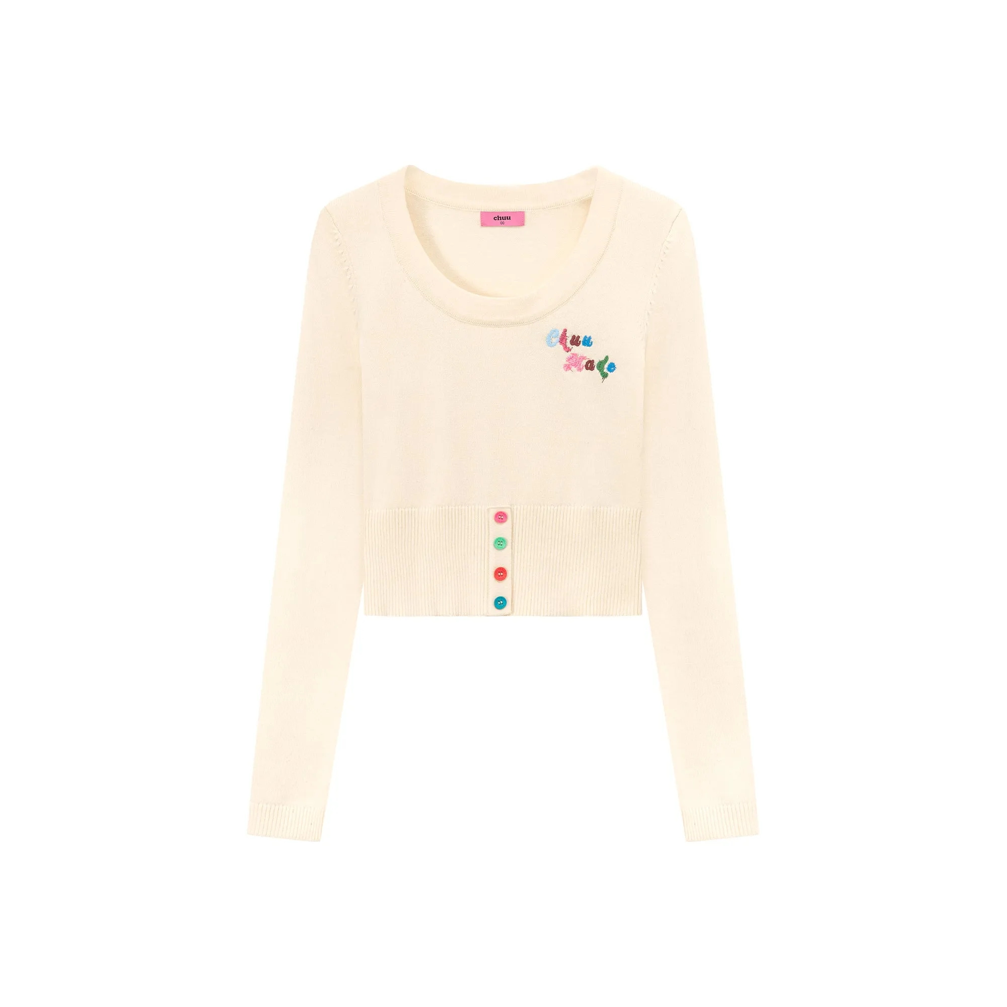 Rainbow Button Knit Color Sweater