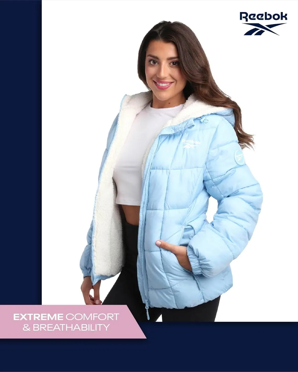 Reebok Women's Winter Jacket - Heavyweight Quilted Puffer Parka Coat - Sherpa Lined Ski Jacket for Women (S-XL)