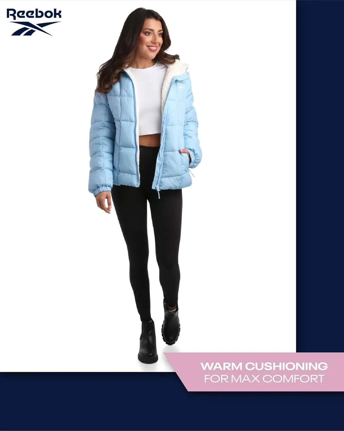 Reebok Women's Winter Jacket - Heavyweight Quilted Puffer Parka Coat - Sherpa Lined Ski Jacket for Women (S-XL)