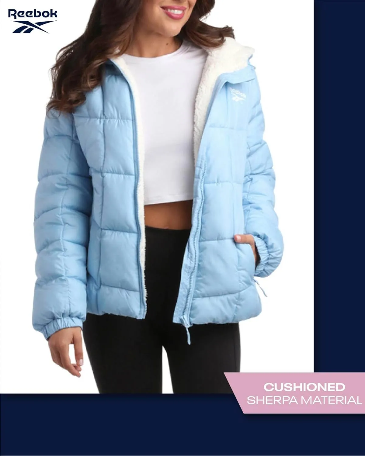 Reebok Women's Winter Jacket - Heavyweight Quilted Puffer Parka Coat - Sherpa Lined Ski Jacket for Women (S-XL)