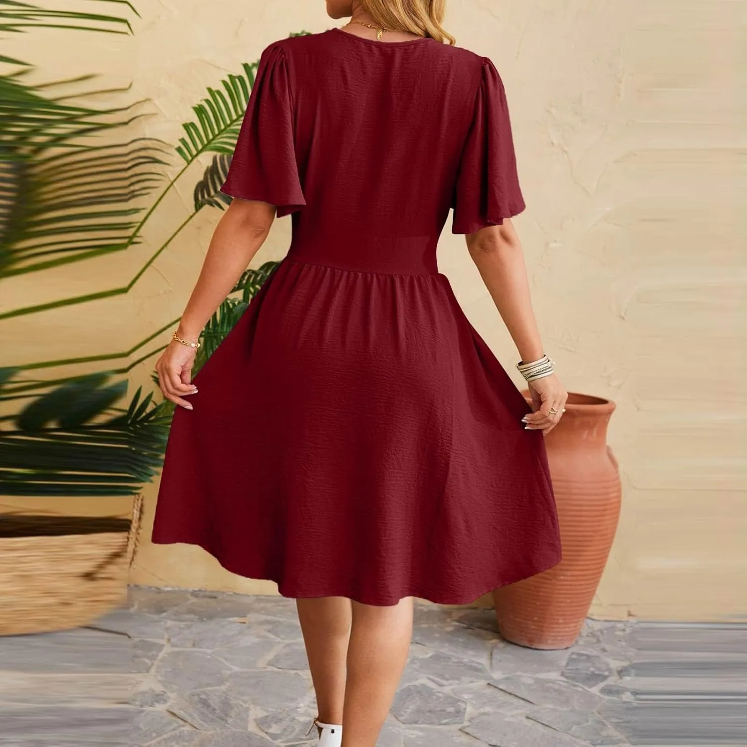 Summer Dresses for Women 2025 Sexy Date Night Cinched Waist Garden Party Concert Mini Brunch Trendy Short Sleeve Dress