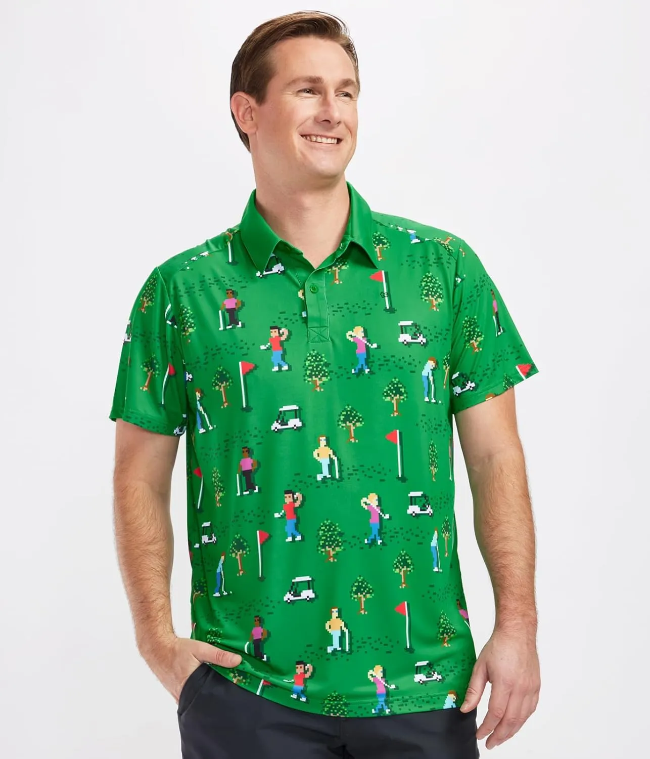 Tipsy Elves Golf Shirts for Men - Performance Athletic Fit Men's Golf Polo Shirts for Men w/Moisture Wicking Stretch Fabric