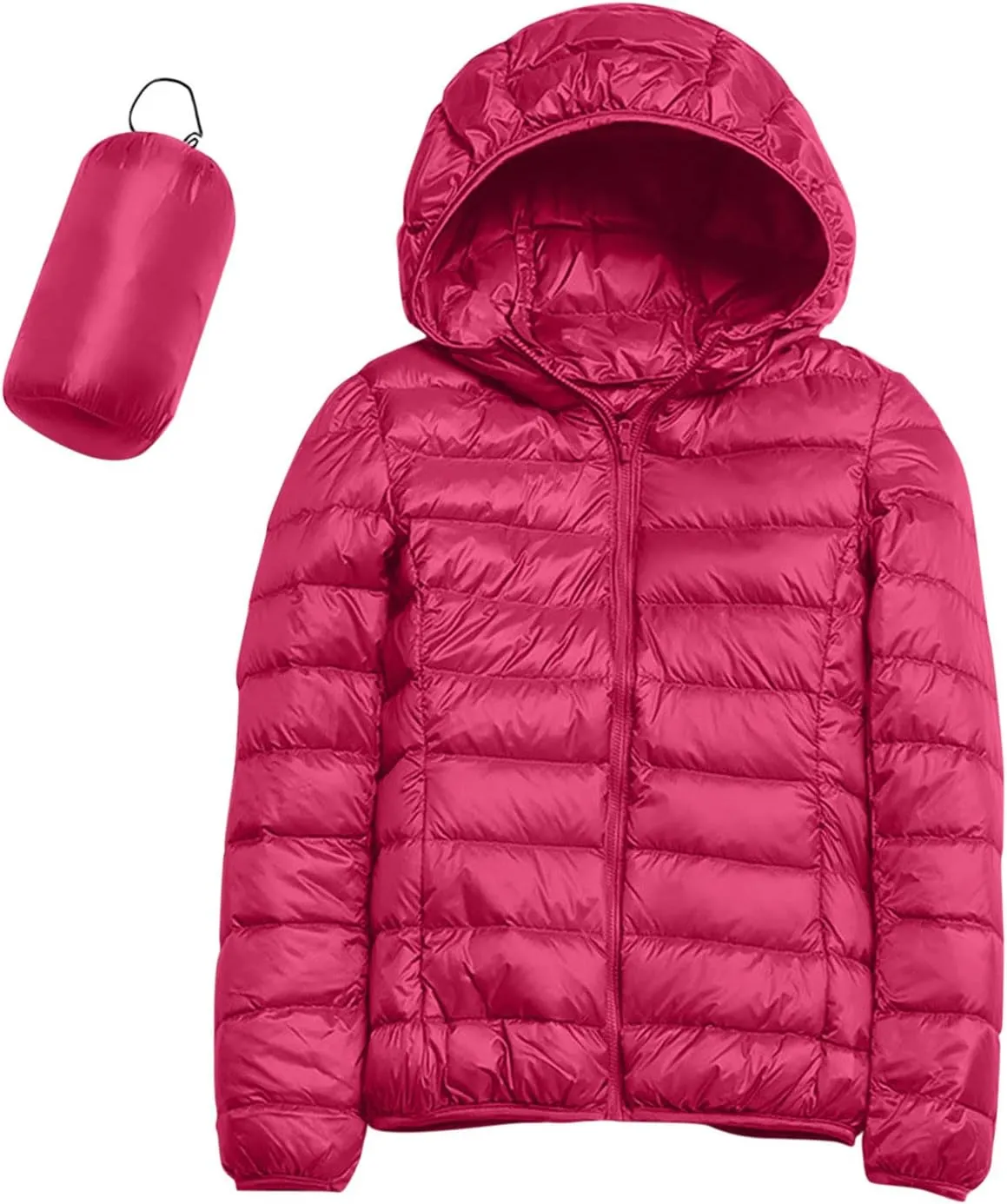 Women's Packable Down Jacket Lightweight Winter Warm Quilted Puffer Coat Fashion Zippered Slim Fit Travel Down Jackets
