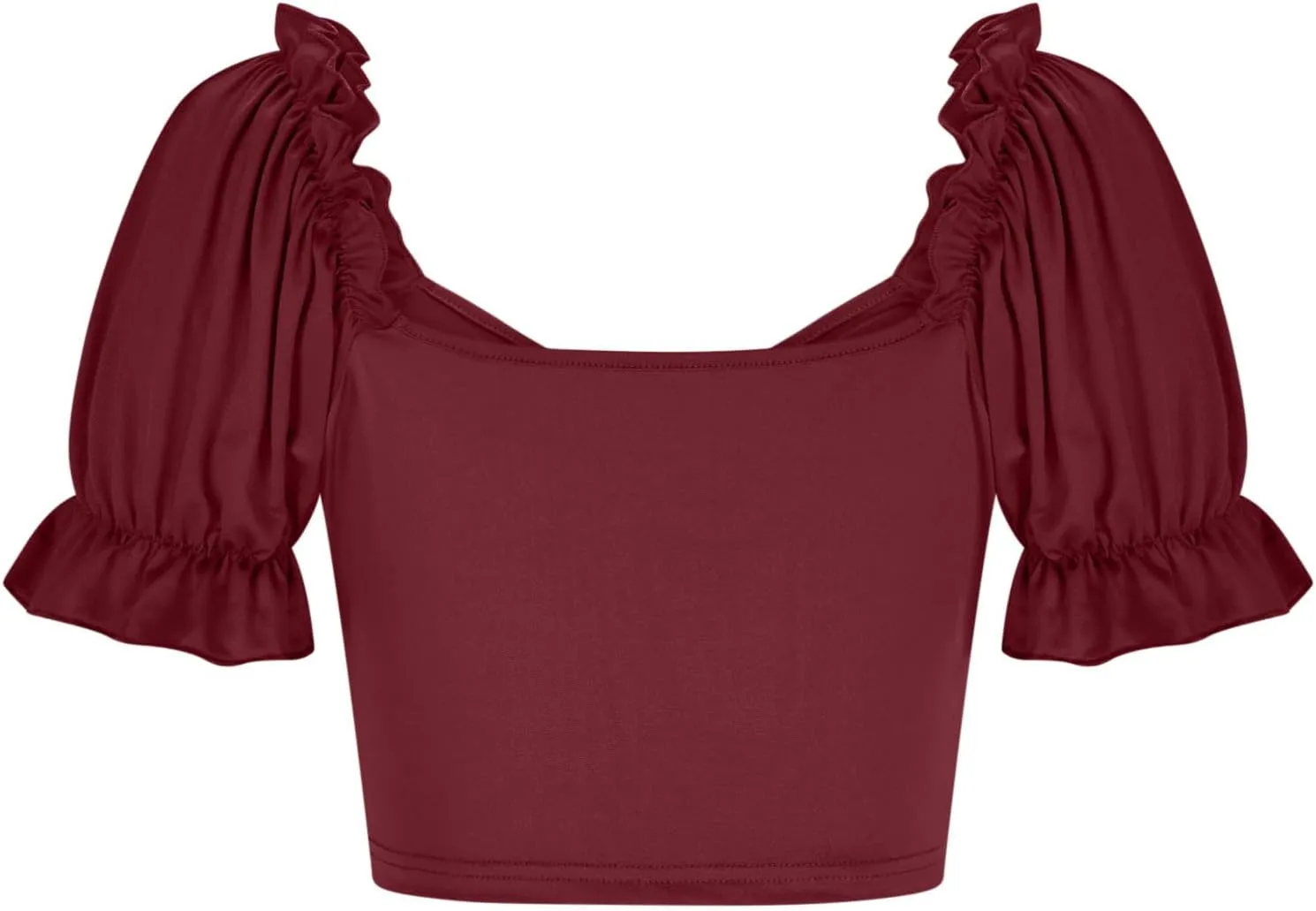 Women's Ruched Short Puff Sleeve Tops Sweetheart Neck Frill Trim Elegant Shirts Summer Slim Fit Y2K Going Out Crop Top