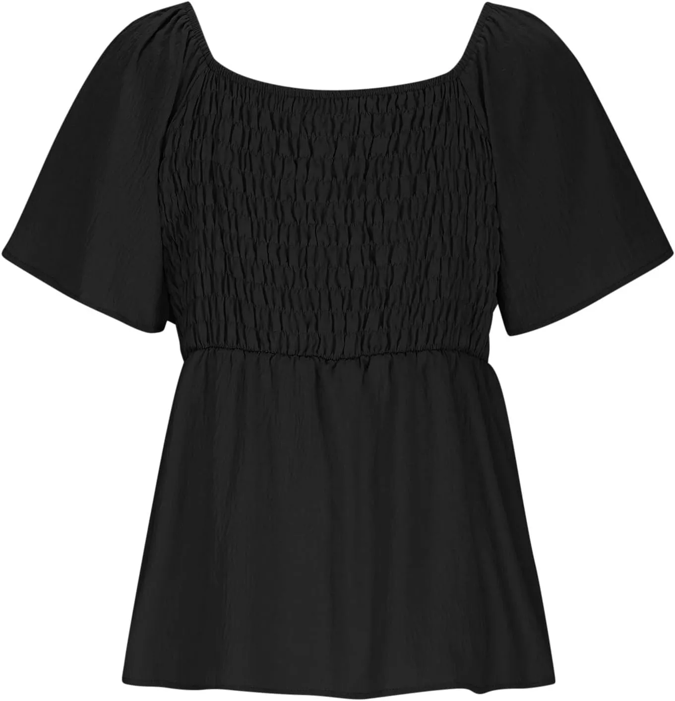 Womens Summer Dressy Tops Short Sleeves Crewneck Pleated Patchwork Tunic Top Leisure Loose Hide Belly T-Shirts