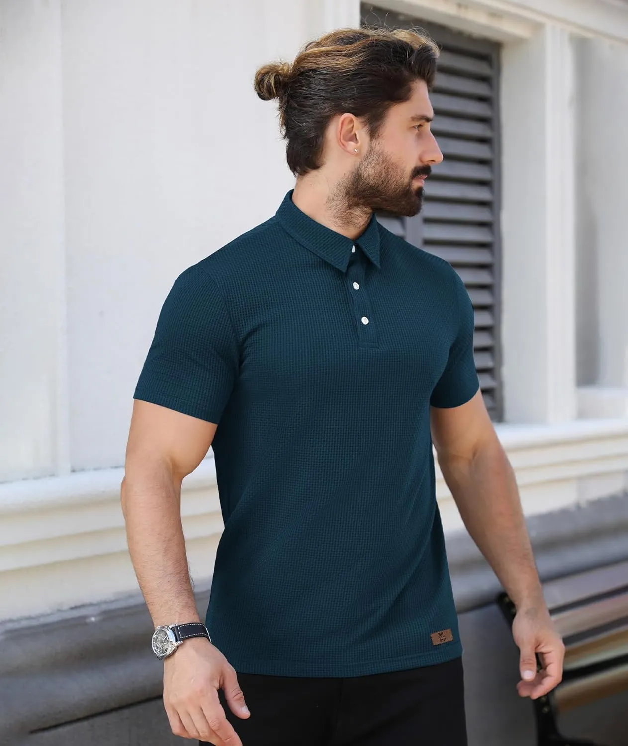ZITY Mens Polo Shirts Short Sleeve Athletic Golf Polos Moisture Wicking Casual Polo Shirts for Men Jacquard Collared T Shirts